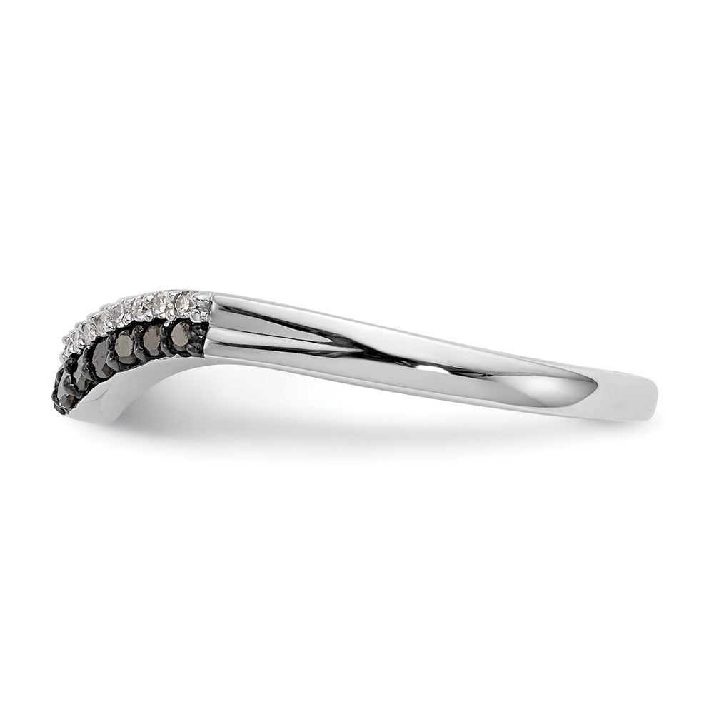 14k White Gold Black & White Real Diamond Band