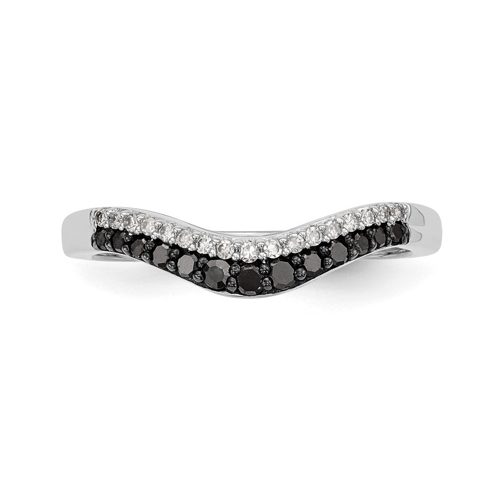 14k White Gold Black & White Real Diamond Band