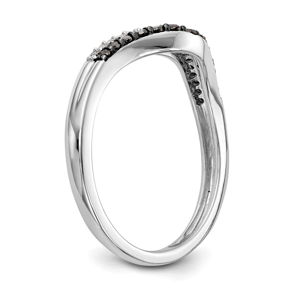 14k White Gold Black & White Real Diamond Band