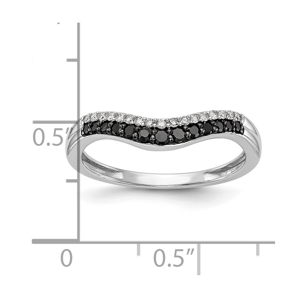 14k White Gold Black & White Real Diamond Band