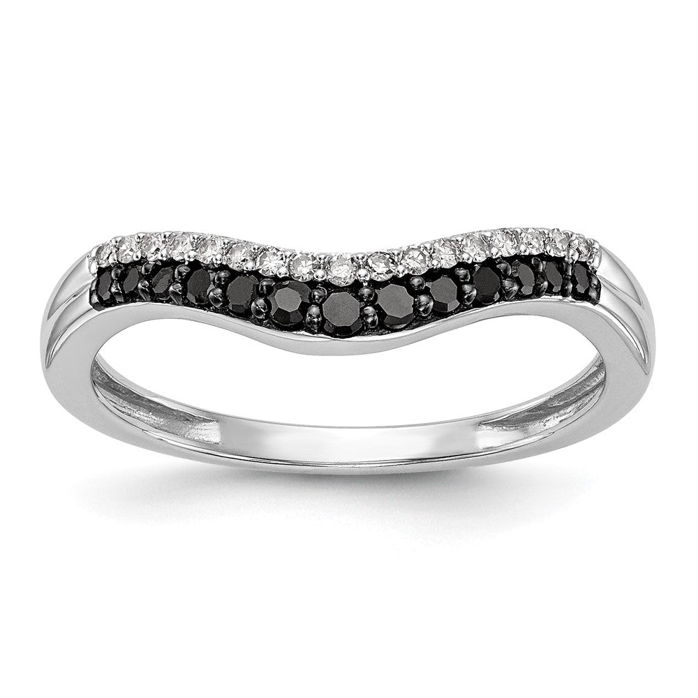 14k White Gold Black & White Real Diamond Band