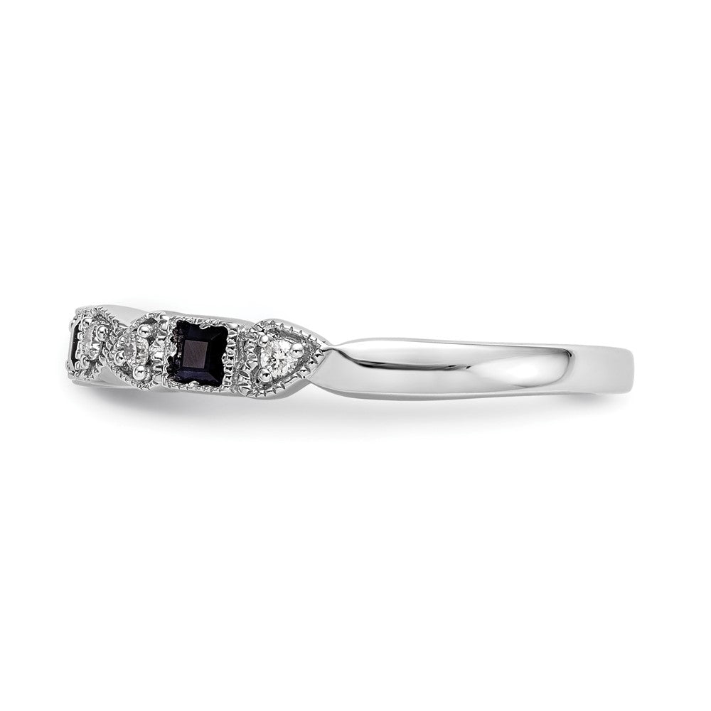 14k White Gold Real Diamond w/Sapphire Band