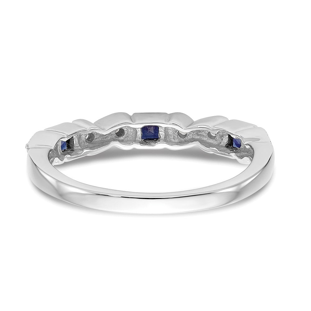 14k White Gold Real Diamond w/Sapphire Band