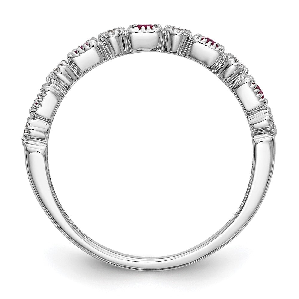 14k White Gold Real Diamond w/Ruby Band