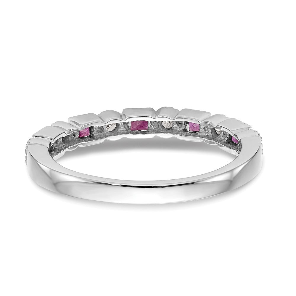 14k White Gold Real Diamond w/Ruby Band