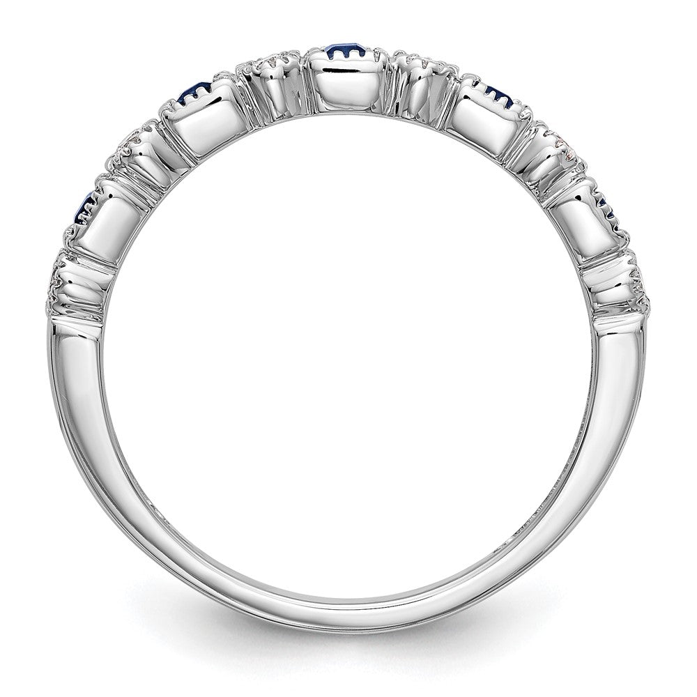 14k White Gold Real Diamond w/Sapphire Band