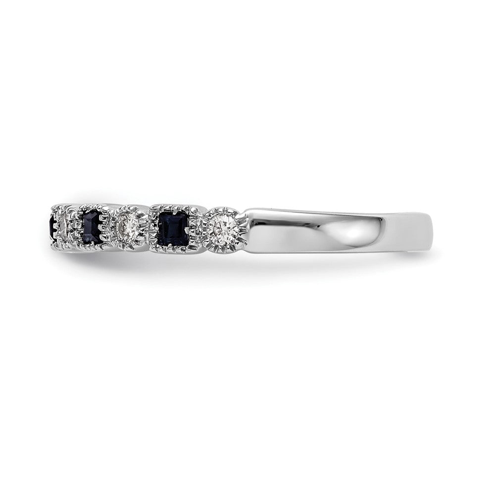 14k White Gold Real Diamond w/Sapphire Band