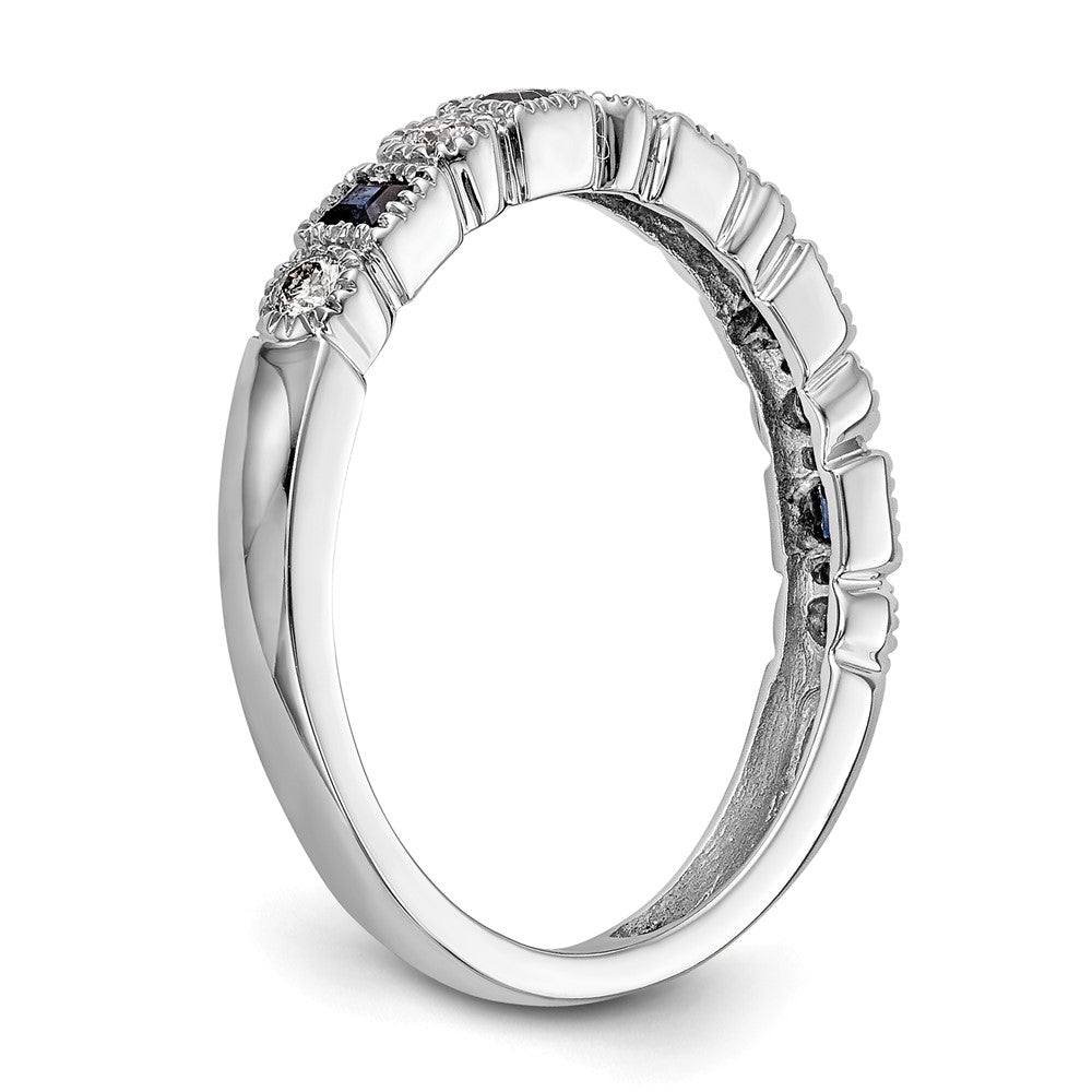 14k White Gold Real Diamond w/Sapphire Band