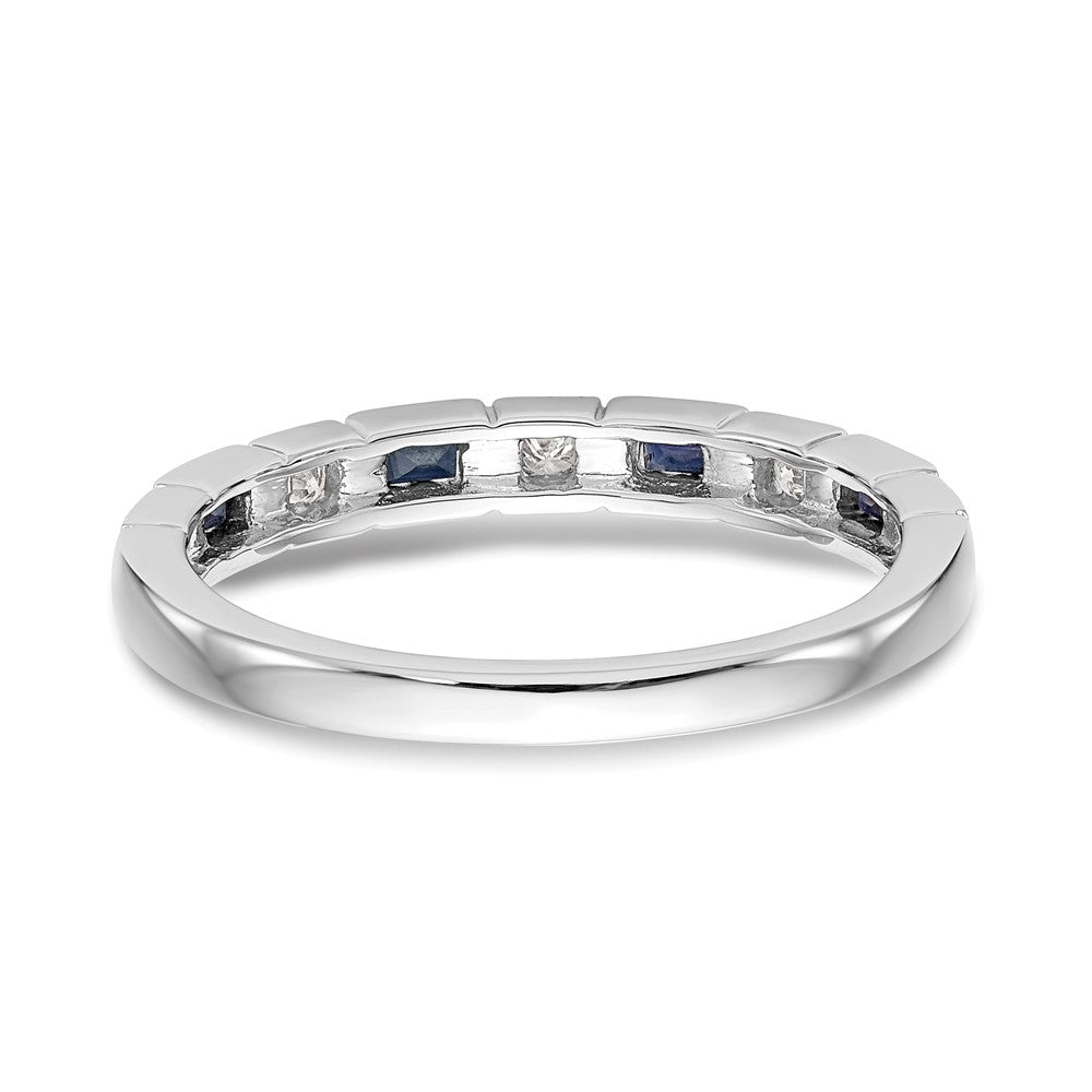 14k White Gold 1/10 carat Diamond and Blue Sapphire Complete Band