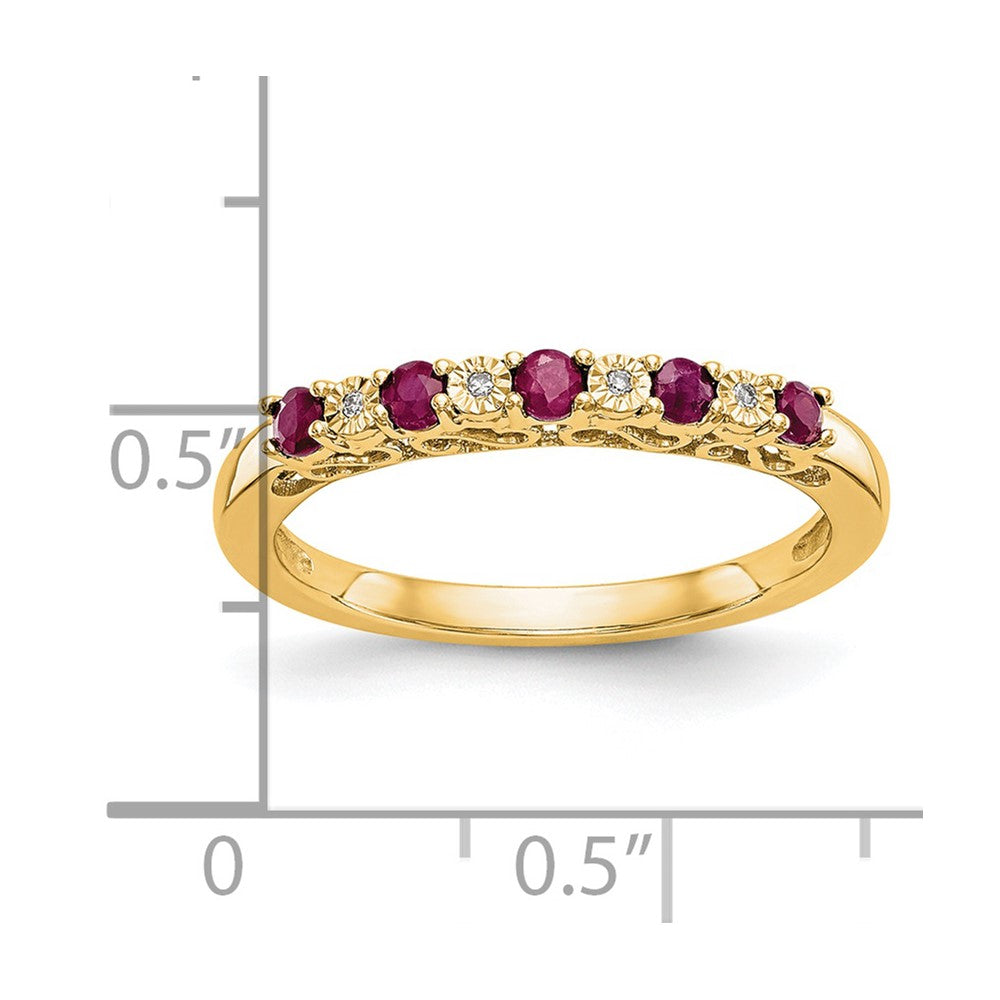 14k Yellow Gold Real Diamond w/Ruby Band