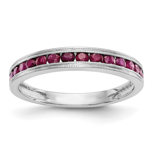 14k White Gold Ruby Complete Channel Band