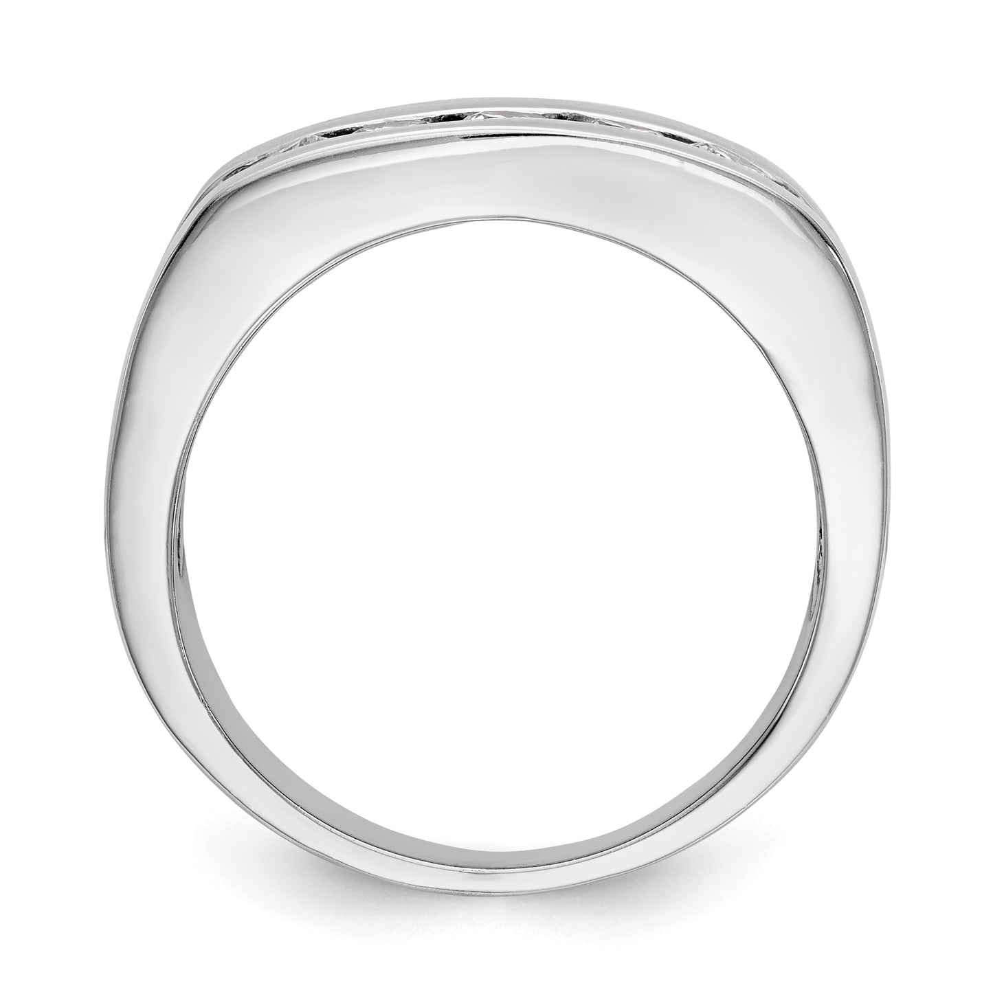 0.70ct. CZ Solid Real 14K White Gold 5-Stone Men's Channel Wedding Band Ring