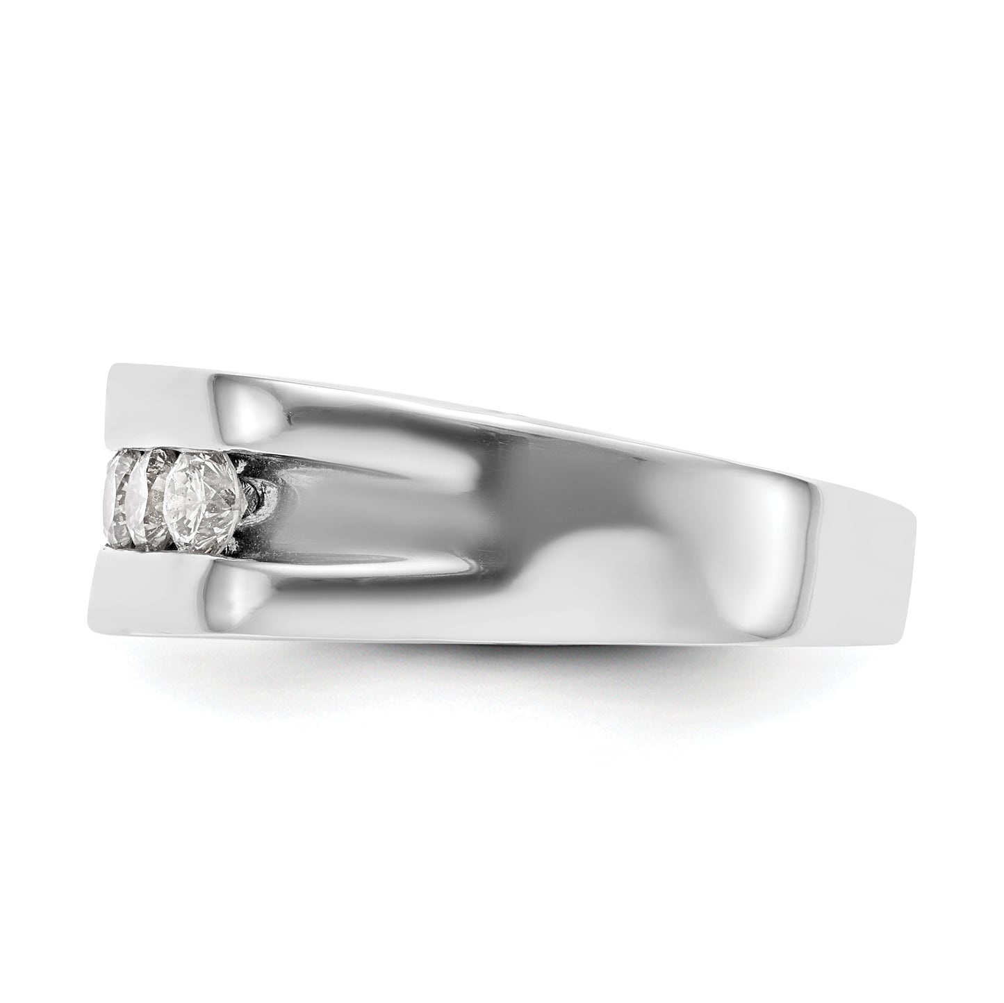 0.70ct. CZ Solid Real 14K White Gold 5-Stone Men's Channel Wedding Band Ring