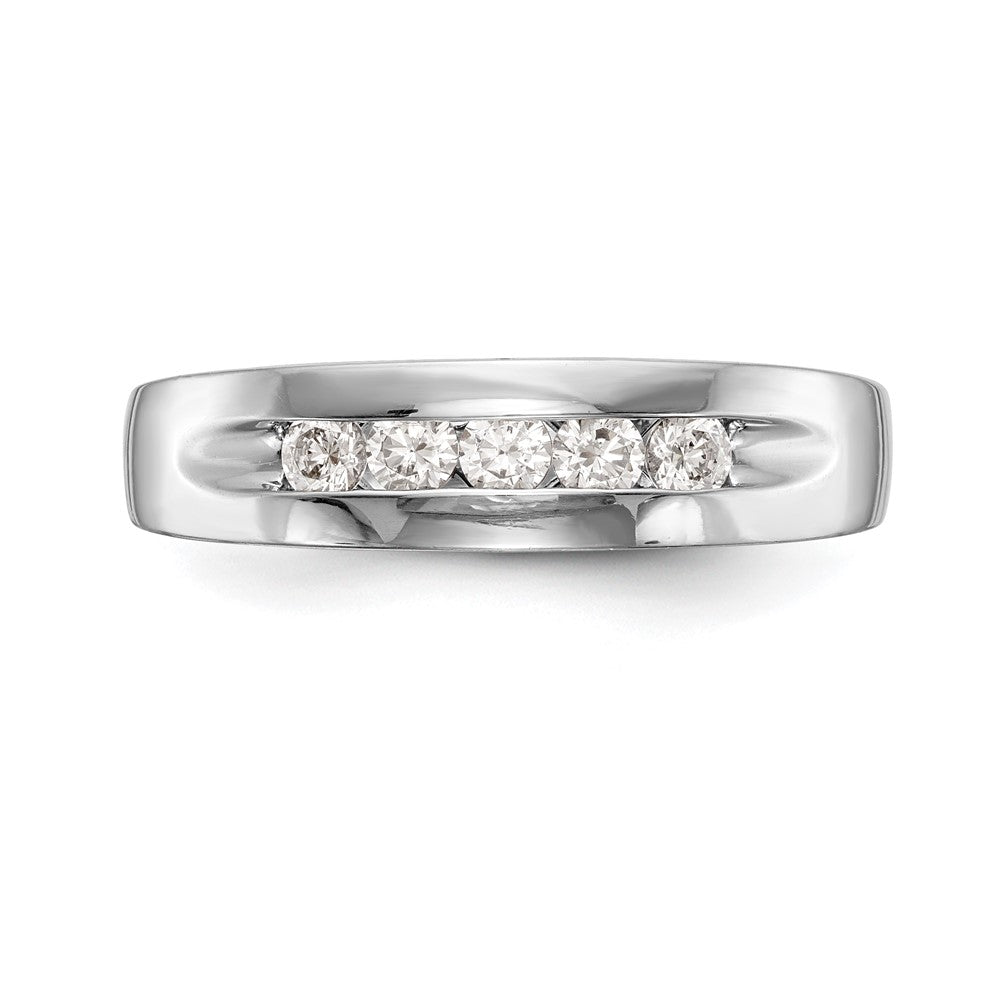 14K White Gold 5-Stone Real Diamond Men's Channel Band