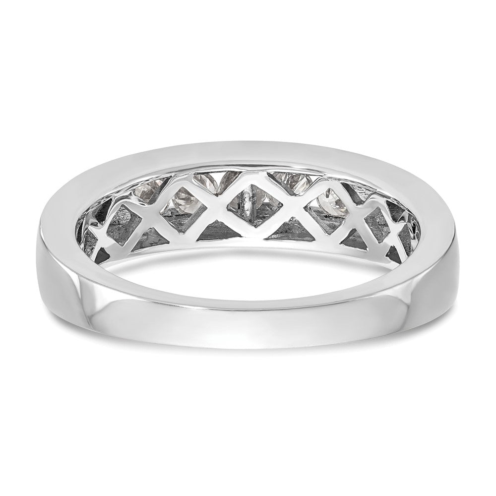 14K White Gold 5-Stone Real Diamond Men's Channel Band