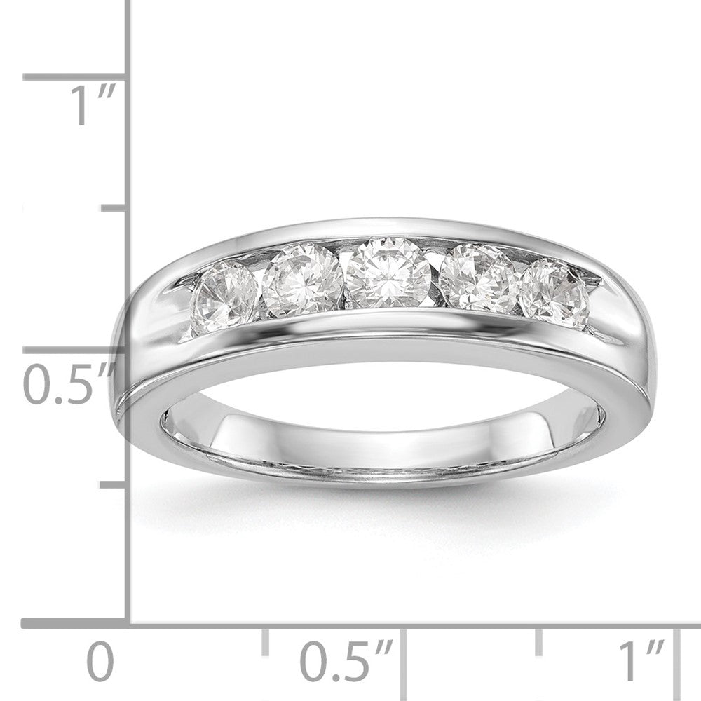 14K White Gold 5-Stone Real Diamond Men's Channel Band