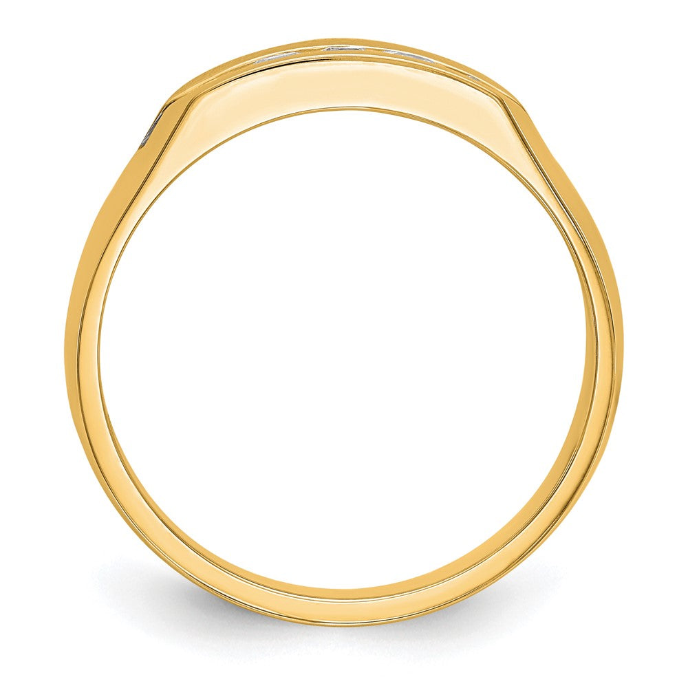 14K Yellow Gold 5-Stone Real Diamond Men's Channel Band