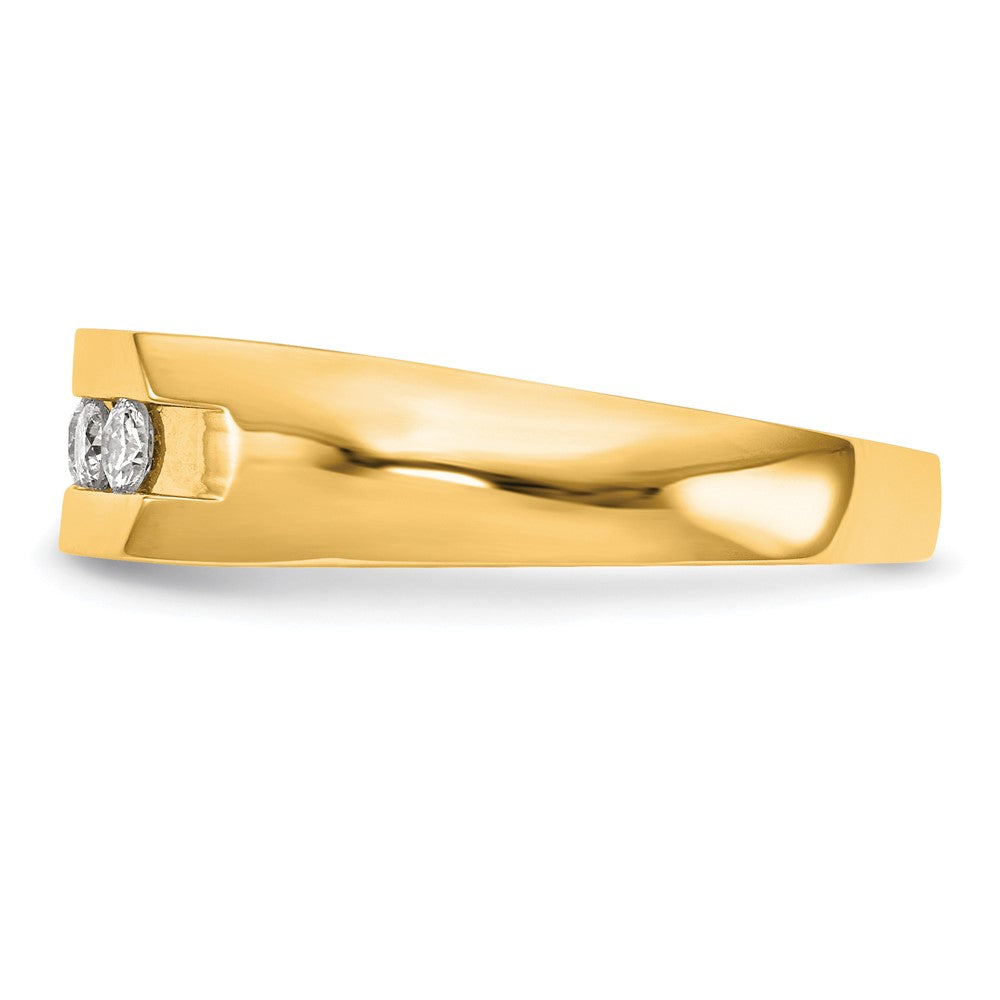 14K Yellow Gold 5-Stone Real Diamond Men's Channel Band