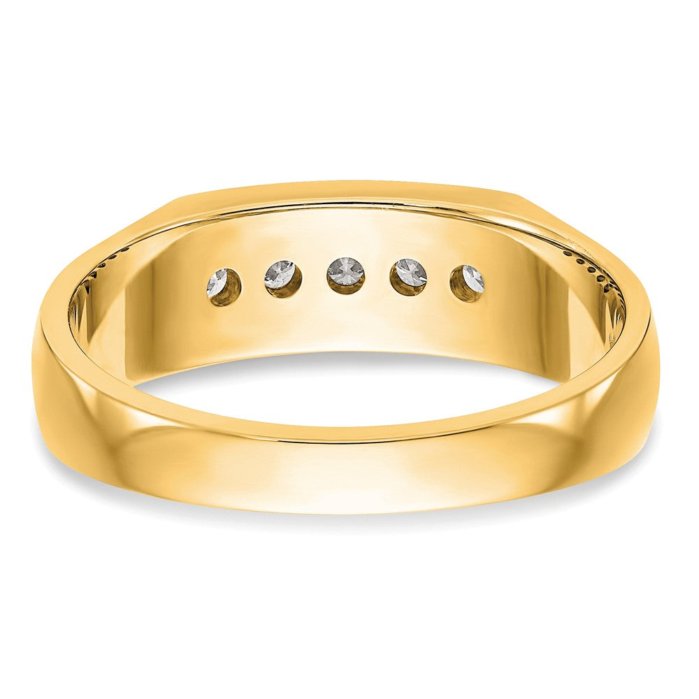 14K Yellow Gold 5-Stone Real Diamond Men's Channel Band