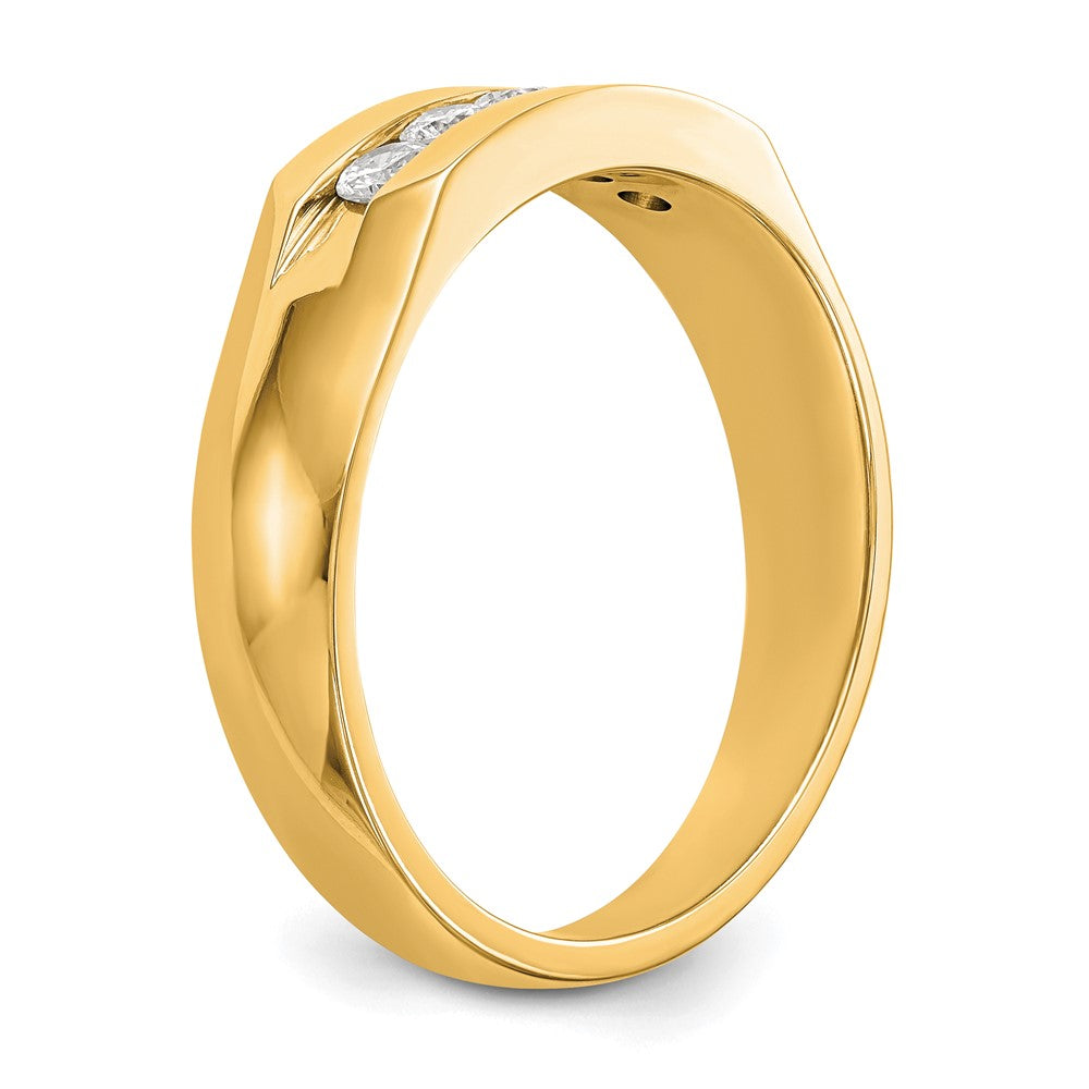 14K Yellow Gold 5-Stone Real Diamond Men's Channel Band