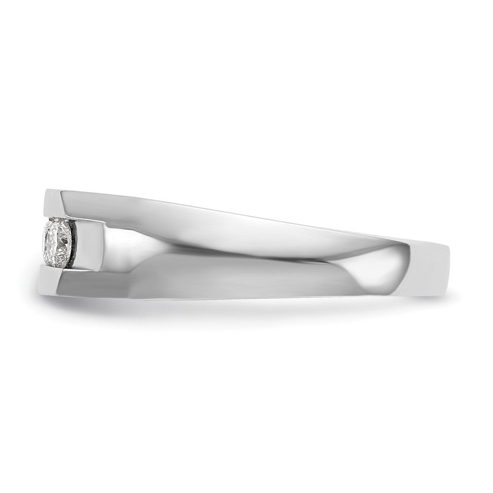 14K White Gold 5-Stone Real Diamond Men's Channel Band