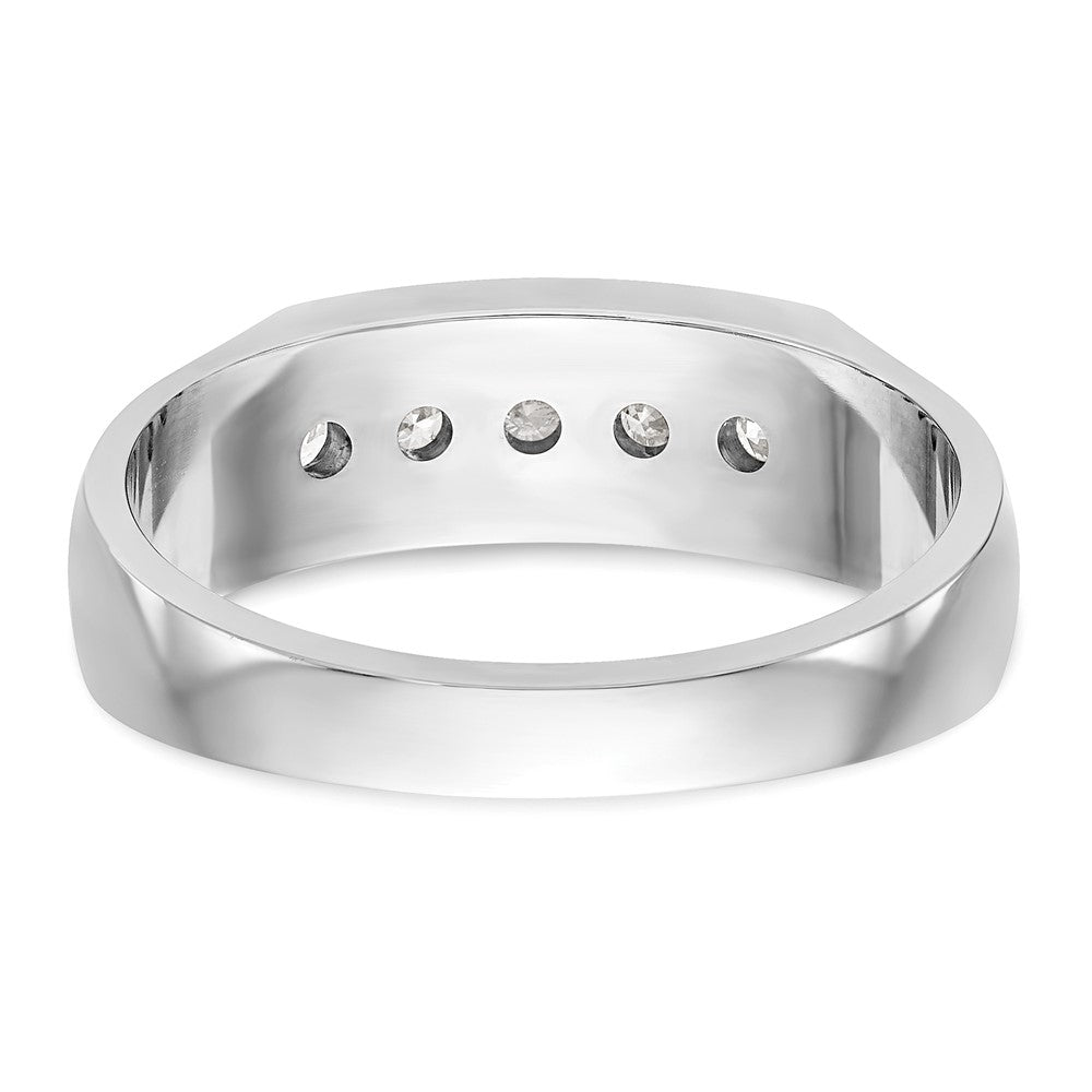 14K White Gold 5-Stone Real Diamond Men's Channel Band