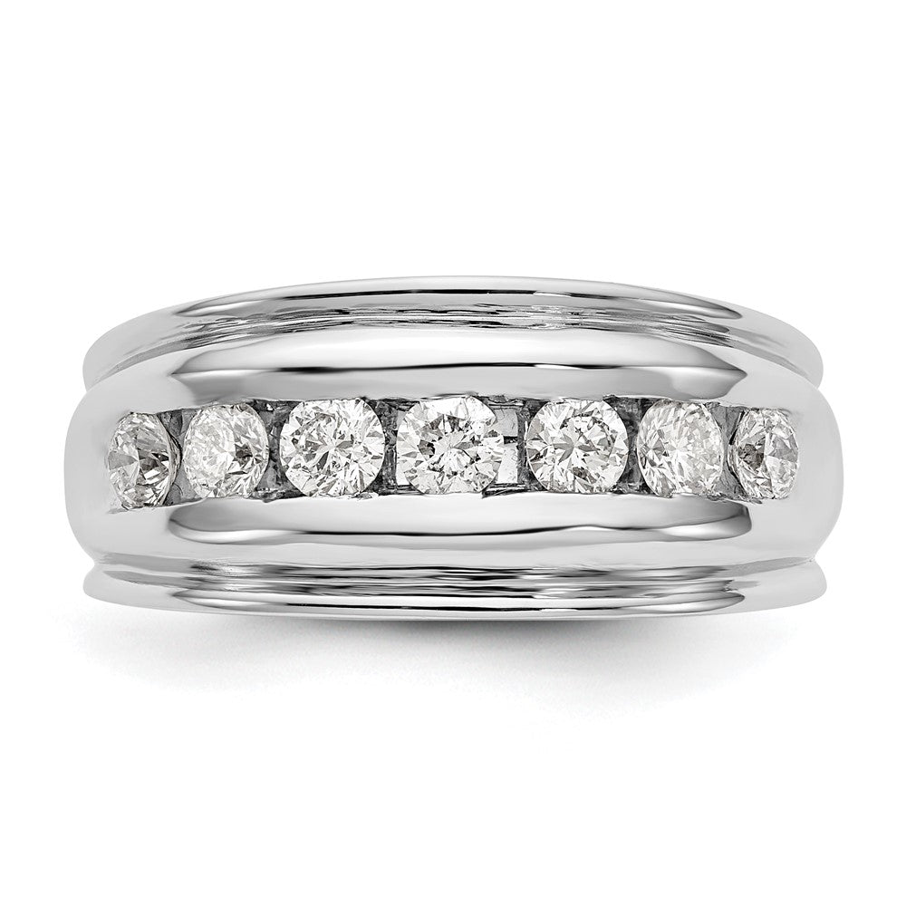 14K White Gold Real Diamond Men's Band