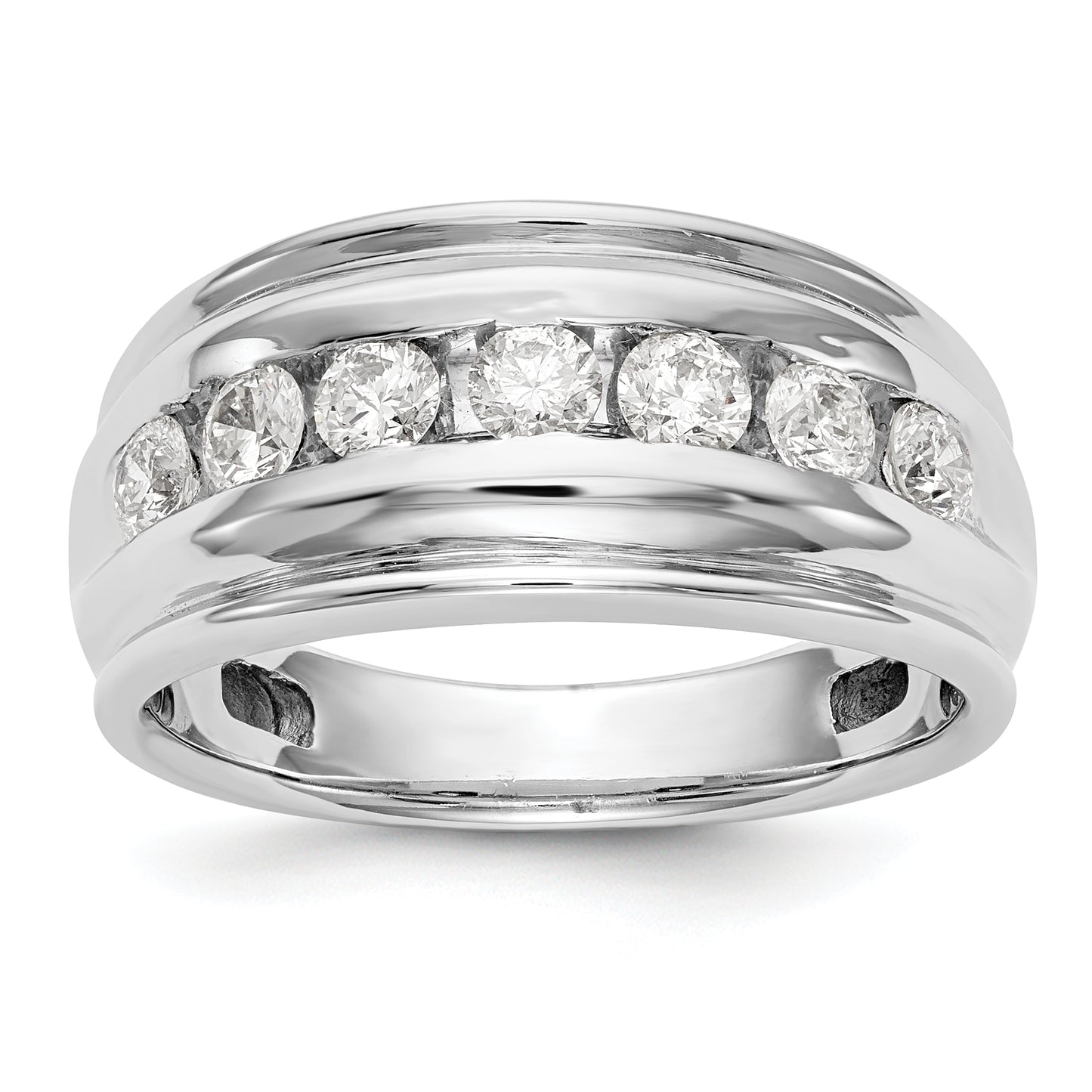 0.98ct. CZ Solid Real 14K White Gold Men's Wedding Band Ring