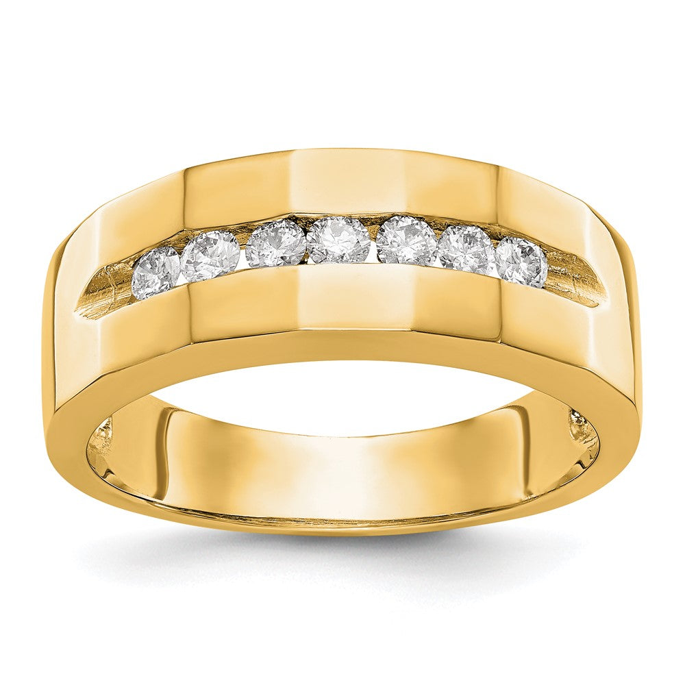 14K Yellow Gold Real Diamond Men's Band