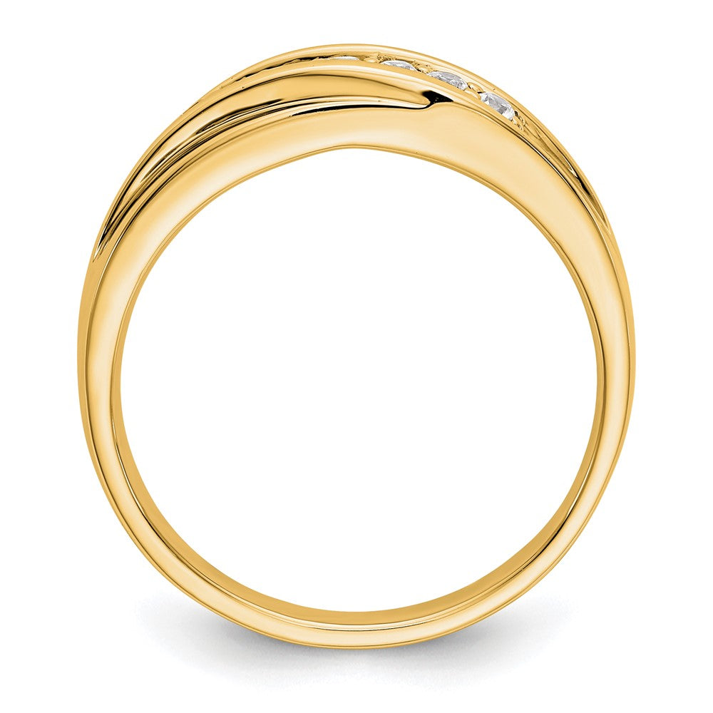 14K Yellow Gold Real Diamond Men's Band