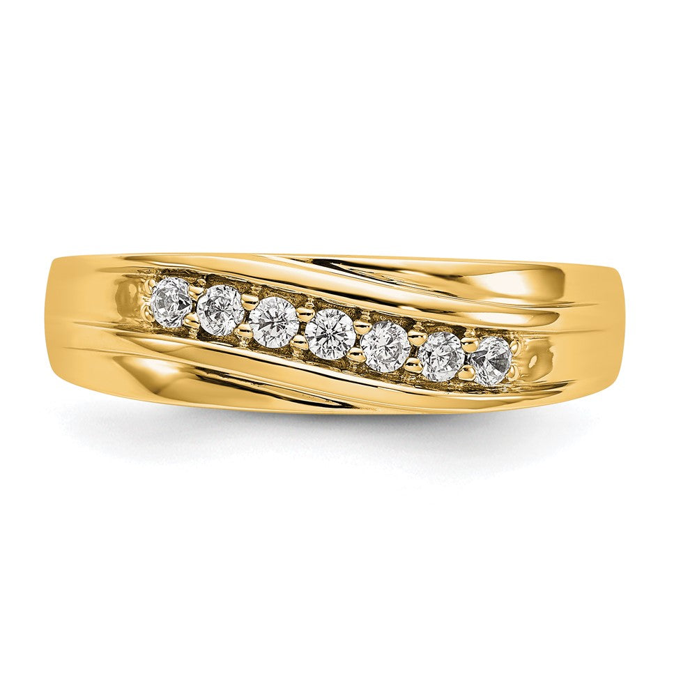 14K Yellow Gold Real Diamond Men's Band