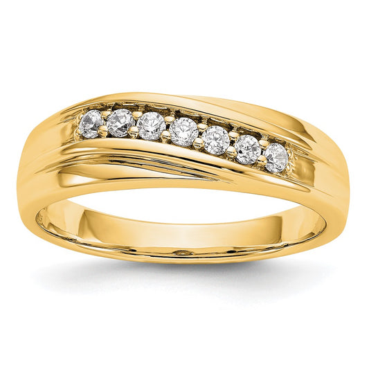 14K Yellow Gold Real Diamond Men's Band