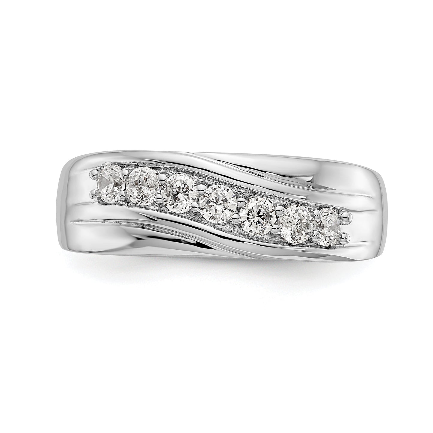 0.49ct. CZ Solid Real 14K White Gold Men's Wedding Band Ring