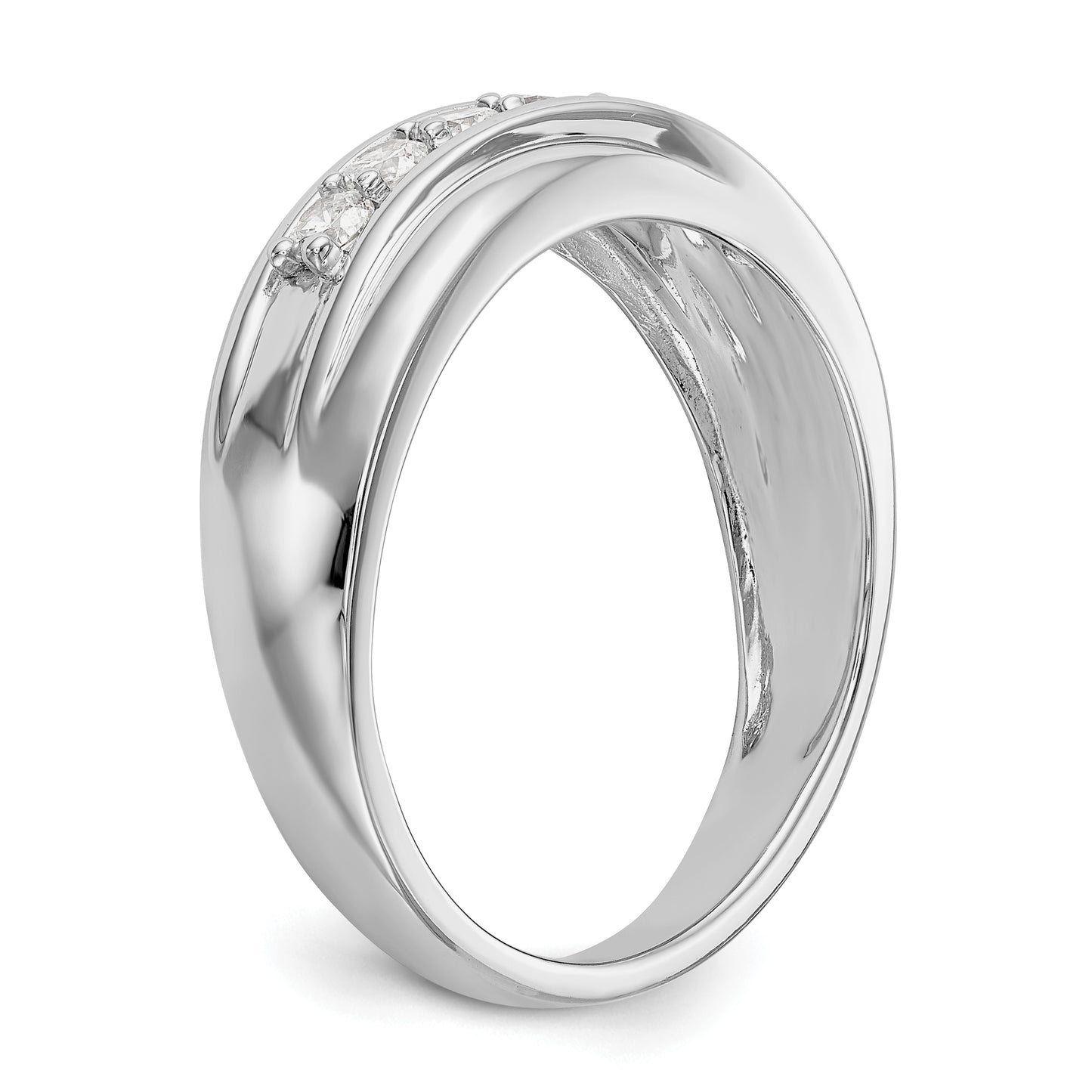 0.49ct. CZ Solid Real 14K White Gold Men's Wedding Band Ring