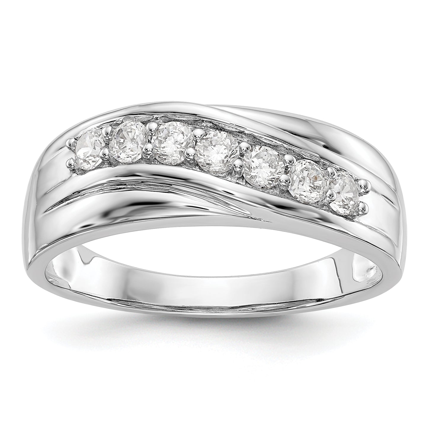 0.49ct. CZ Solid Real 14K White Gold Men's Wedding Band Ring