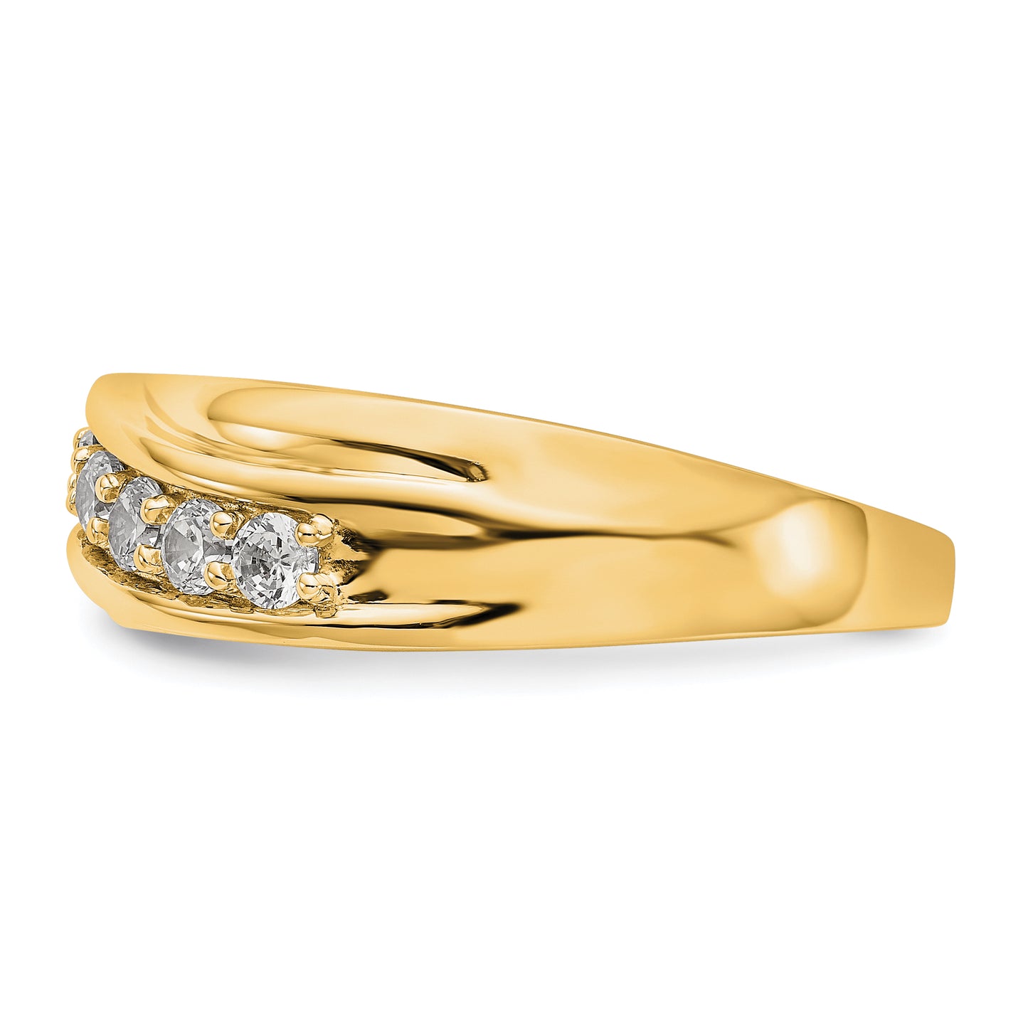 0.49ct. CZ Solid Real 14K Yellow Gold Men's Wedding Band Ring