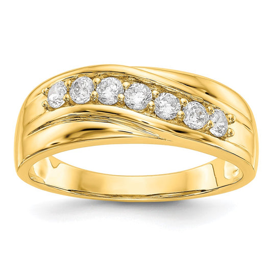 14K Yellow Gold Real Diamond Men's Band