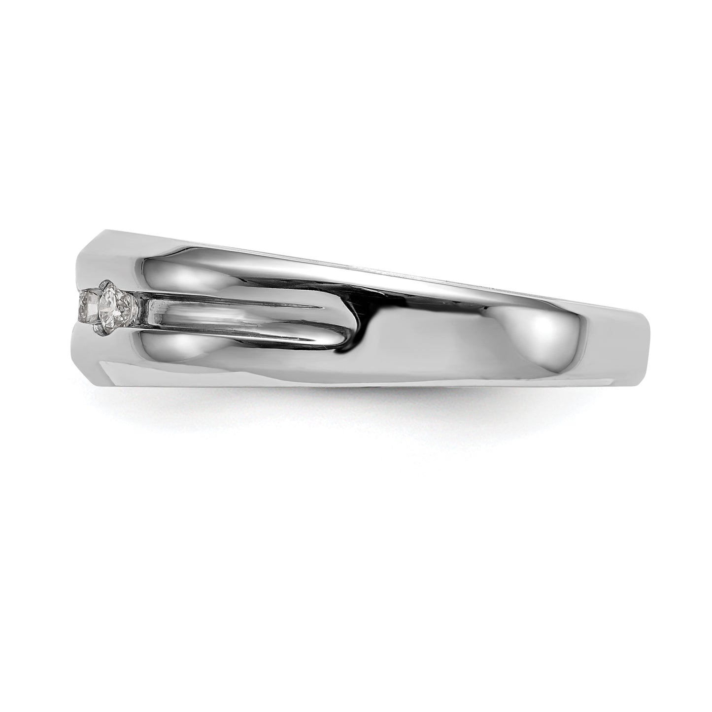 0.15ct. CZ Solid Real 14K White Gold Men's Wedding Band Ring