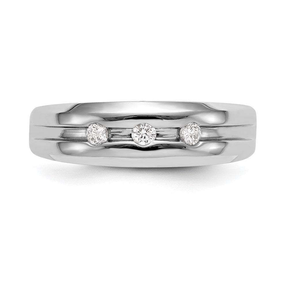 0.15ct. CZ Solid Real 14K White Gold Men's Wedding Band Ring