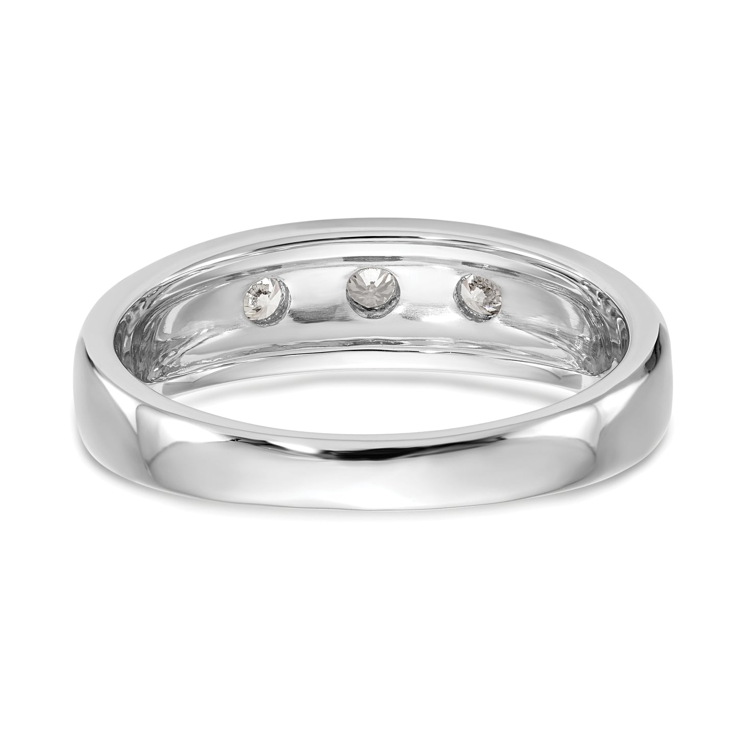 0.15ct. CZ Solid Real 14K White Gold Men's Wedding Band Ring