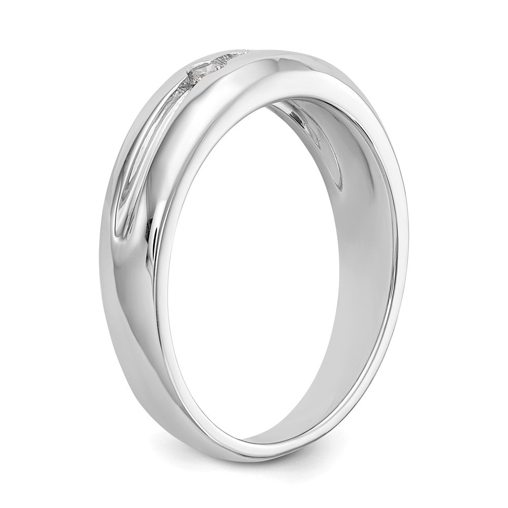 0.15ct. CZ Solid Real 14K White Gold Men's Wedding Band Ring