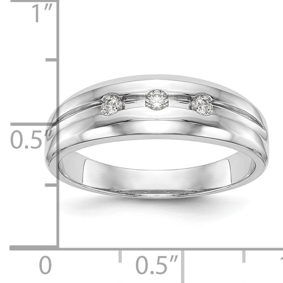 0.15ct. CZ Solid Real 14K White Gold Men's Wedding Band Ring