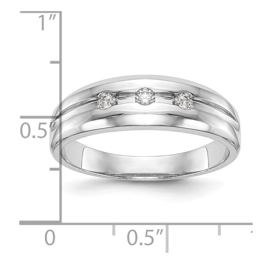 0.15ct. CZ Solid Real 14K White Gold Men's Wedding Band Ring