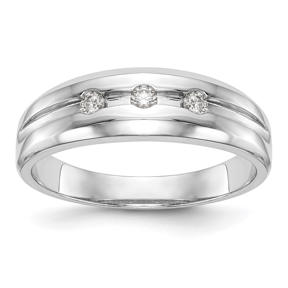 0.15ct. CZ Solid Real 14K White Gold Men's Wedding Band Ring