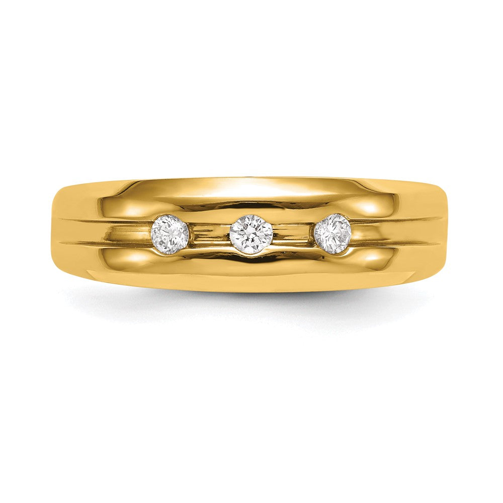 14K Yellow Gold Real Diamond Men's Band