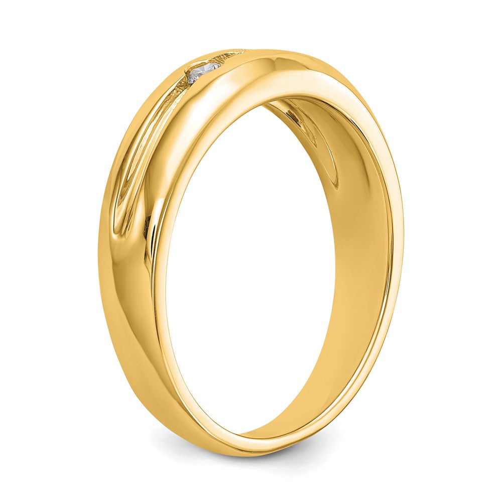 14K Yellow Gold Real Diamond Men's Band