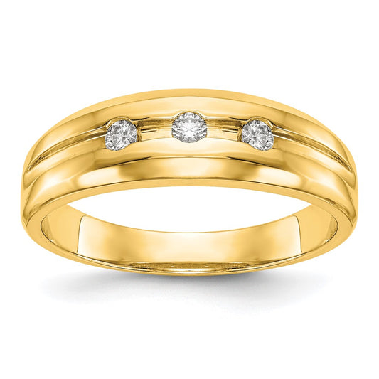 14K Yellow Gold Real Diamond Men's Band