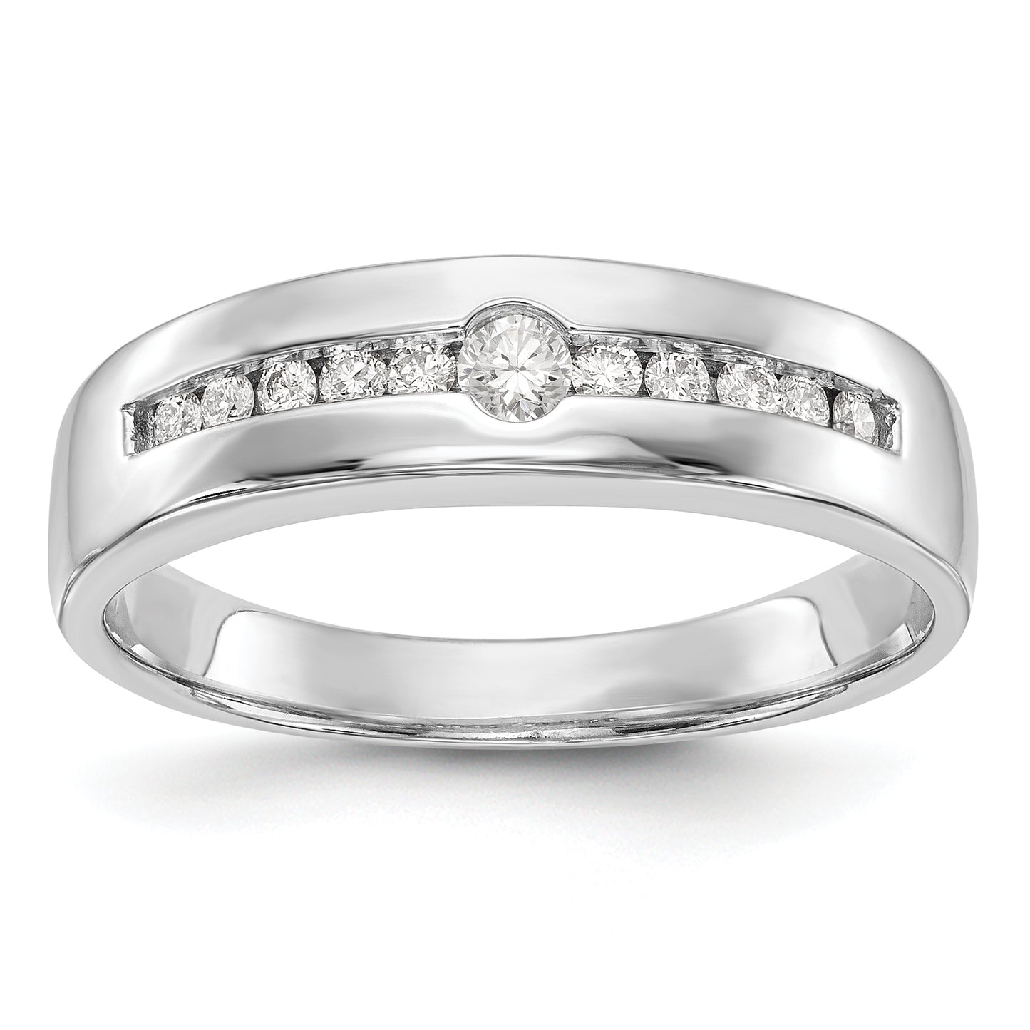 0.27ct. CZ Solid Real 14K White Gold Men's Wedding Band Ring