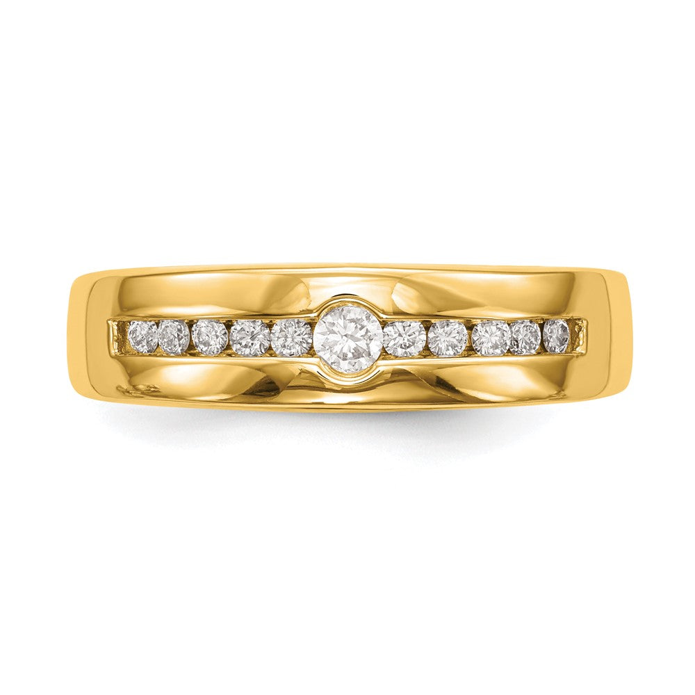 14K Yellow Gold Real Diamond Men's Band