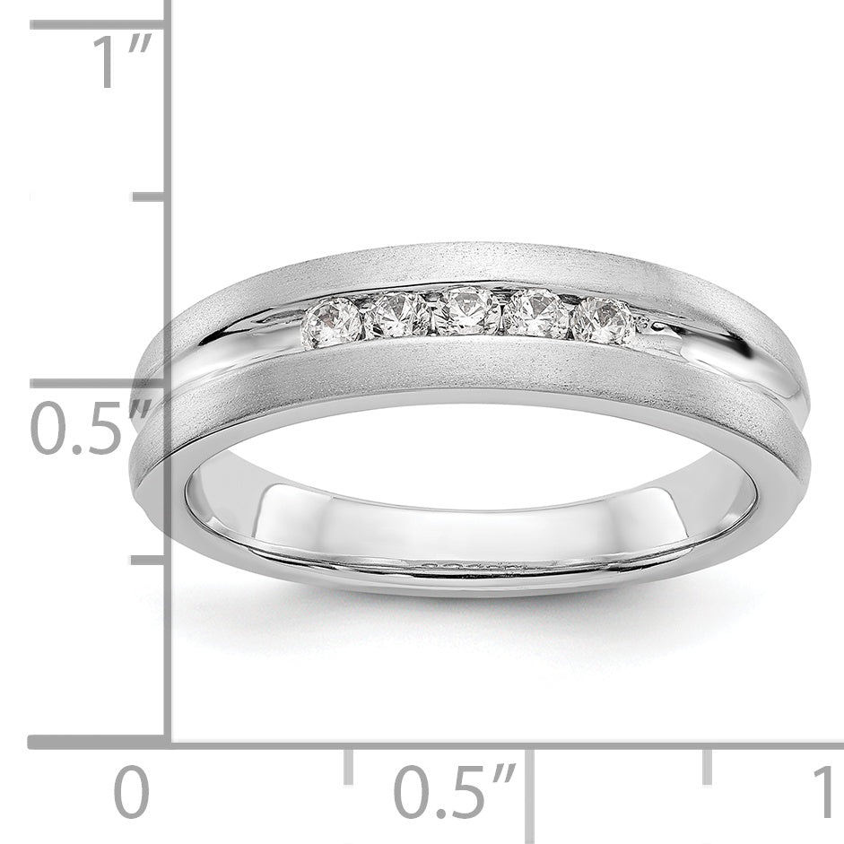 0.25ct. CZ Solid Real 14K White Gold Men's Wedding Band Ring